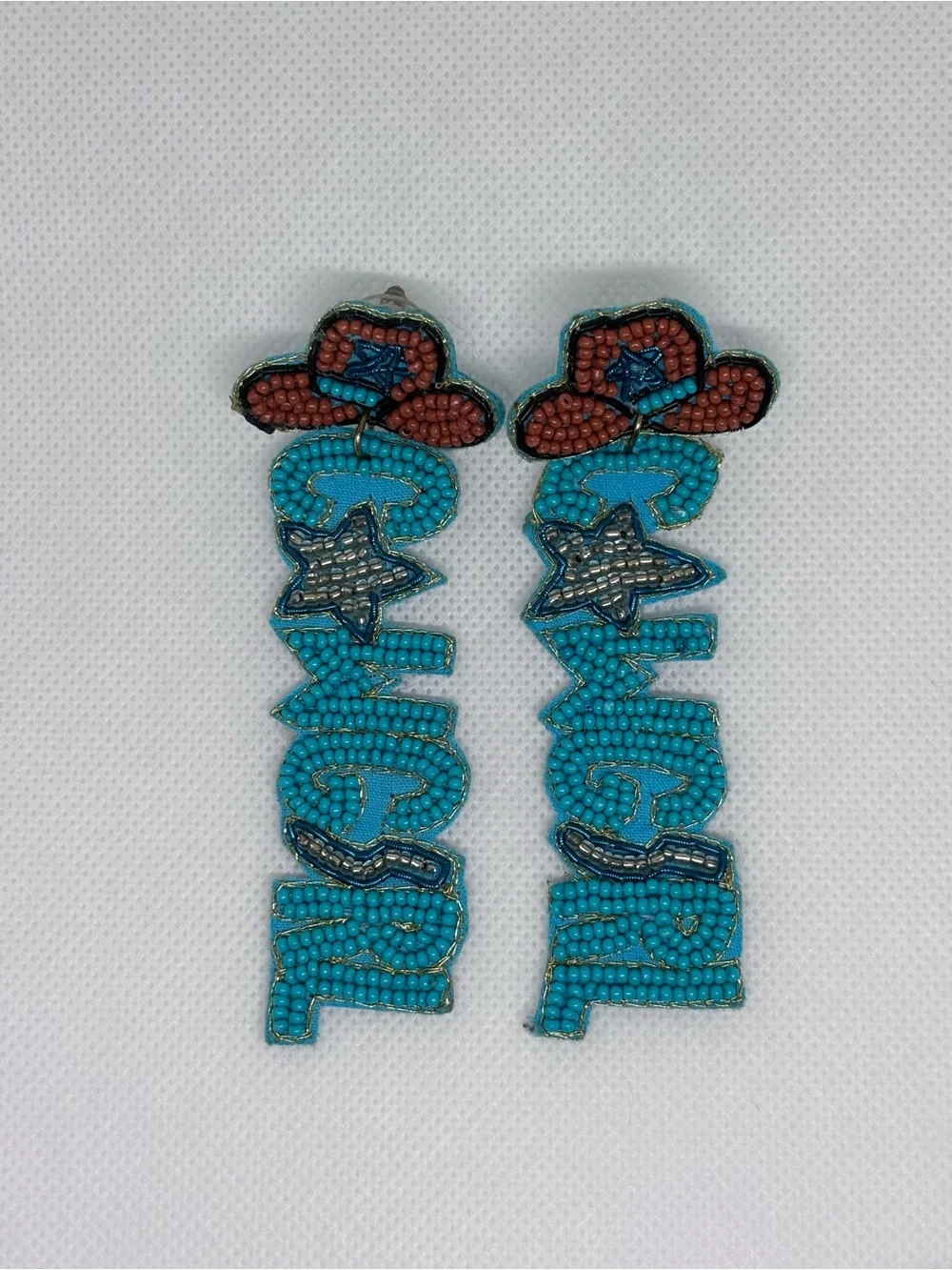 Turquoise Beaded Cowgirl Dangle Earrings